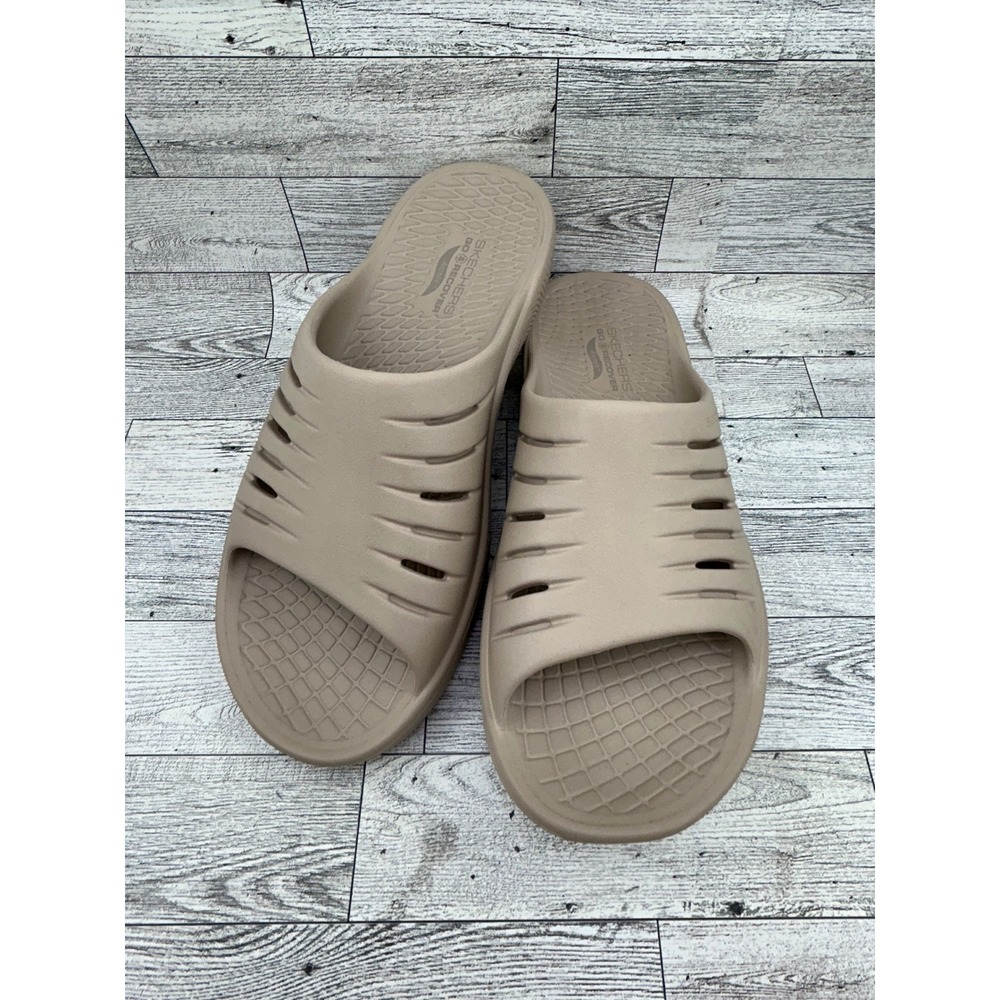 Skechers Go Recover Arch Fit Hyper Burst Slide Sandals Tan Women Sz 10 141350